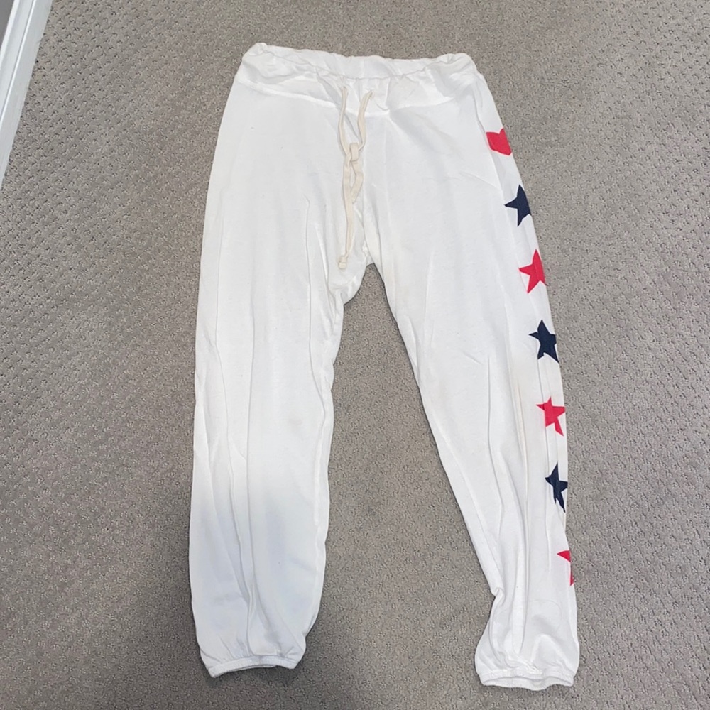 Sundry white sweatpants with stars down side